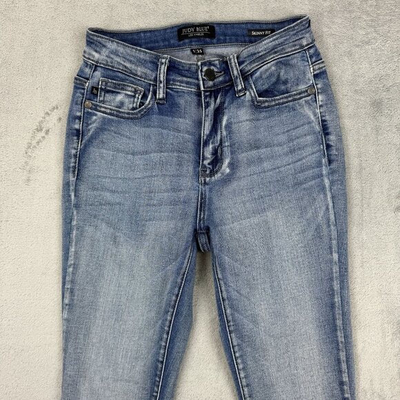 JUDY BLUE Skinny Fit Womens High Waist Stretchy Denim Jeans Blue Light Wash 25" - Picture 4 of 9